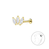 Сребърни Обеци Лист с 14К Златно Покритие