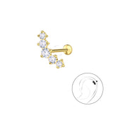 Сребърни Обеци Лабрет с 14К Позлата S925