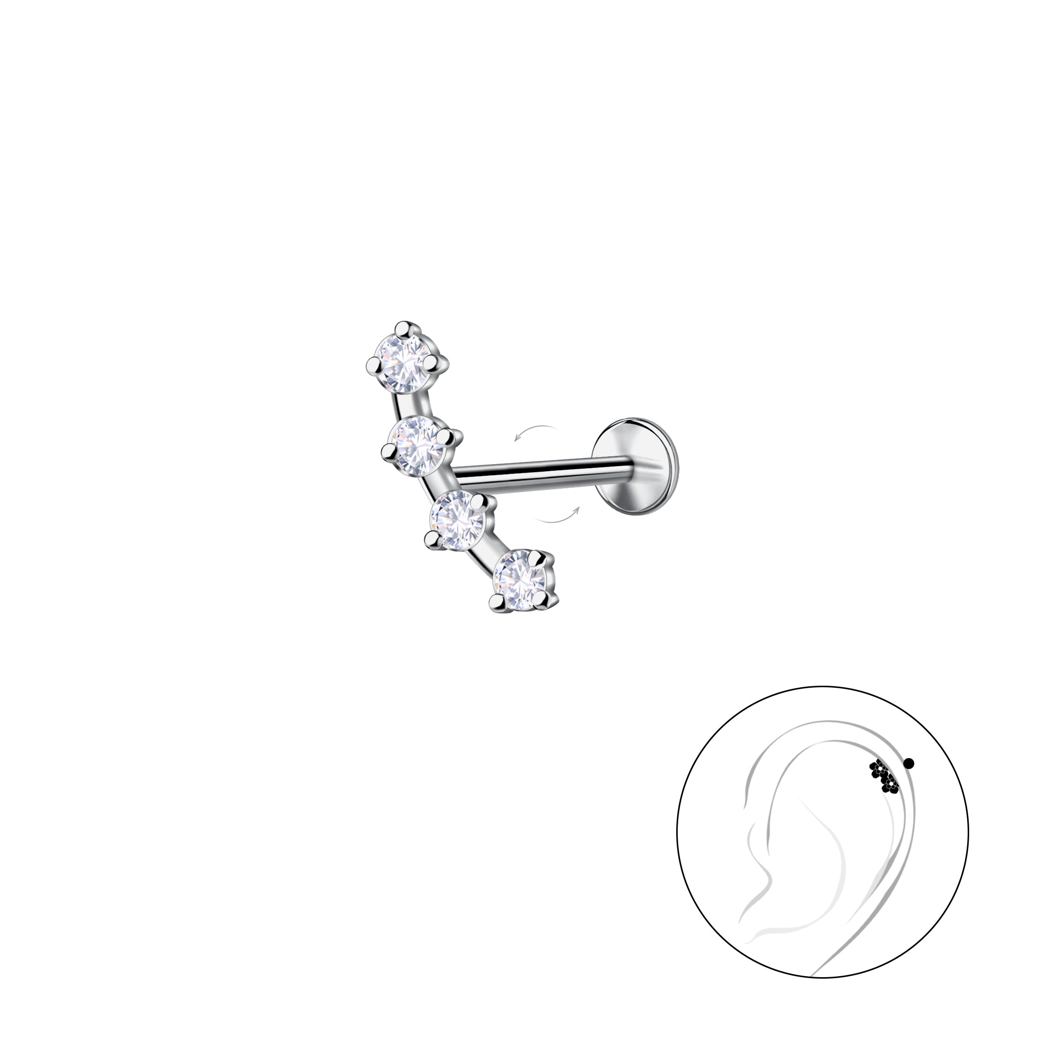 Сребърни Обеци Златна Тиара с 14К Златно Покритие S925