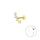 Сребърни Обеци Златна Тиара с 14К Златно Покритие S925