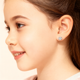 Детски Сребърни Обеци "Кучешка Лапа" (925) с Кристали