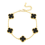 Гривна Five Clover от сребро с 14К златно покритие