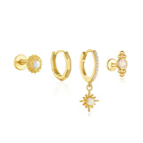 Сет от 4 Сребърни Обеци Блясък S925 с 18К Златно Покритие