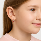 Детски Сребърни Обеци Халки с Висулка "Ягода" (925)