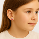 Детски Сребърни Обеци "Гъбка" (925)