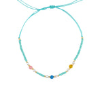 Бохо гривна за глезен с цветен конец и разноцветни мъниста, регулираща се и удобна.