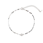 Сребърна Гривна за Глезен Разкош S925 с родиево покритие и елегантен дизайн.