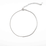 Сребърна Гривна за Глезен Хибрид S925 с родиево покритие и регулируем размер.