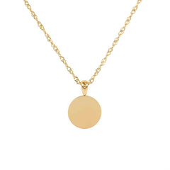 Колието Златен Кръг с 18К Позлата – Персонализирано с Гравиране, изчистен медальон и нежна верижка.