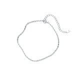 Сребърна Гривна за Глезен Нишка S925 с родиево покритие, 20 +5 cm, тегло 2.1г.