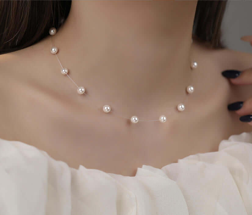 Сребърно Колие Корда с Перли S925, нежно и елегантно колие с перли, подходящо за всеки повод.