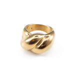 Chunky 18K gold plated ring made of durable medical steel, stylish and hypoallergenic.