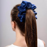 Голямо сатенено скрънчи-navy blue