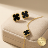 Комплект One Clover S925 с 14К Позлата- Обеци+ Гривна